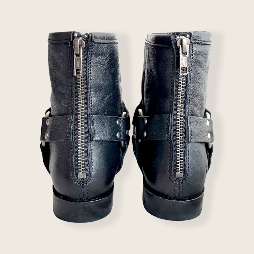 Frye Phillip Harness Short Leather Cute Ankle Boot - Picture 11 of 15